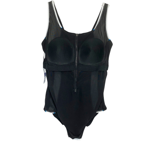 NWT Swimsuits For All Plus Sz 22 Black Zip Sport One Piece Bathing Suit NEW - Picture 7 of 8